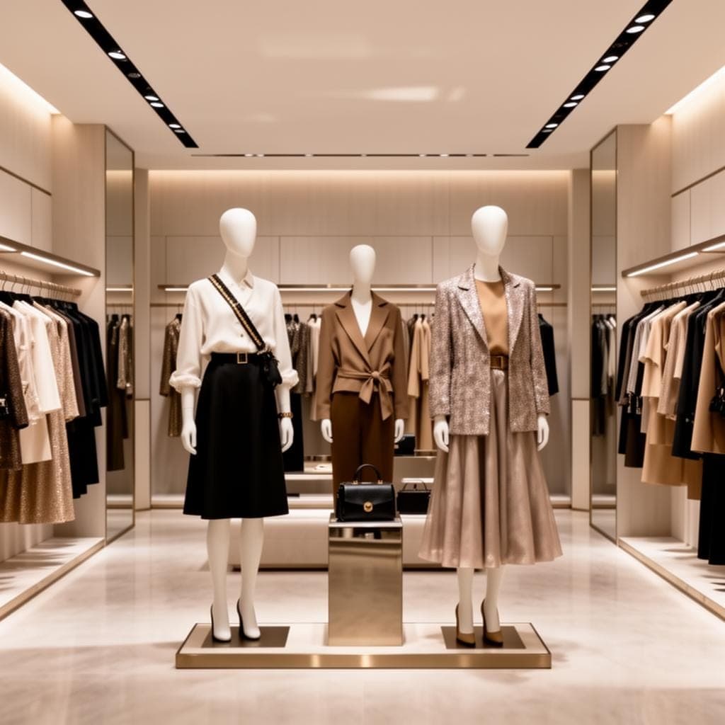 Una botiga de roba amb maniquins i penjadors, sense ningú